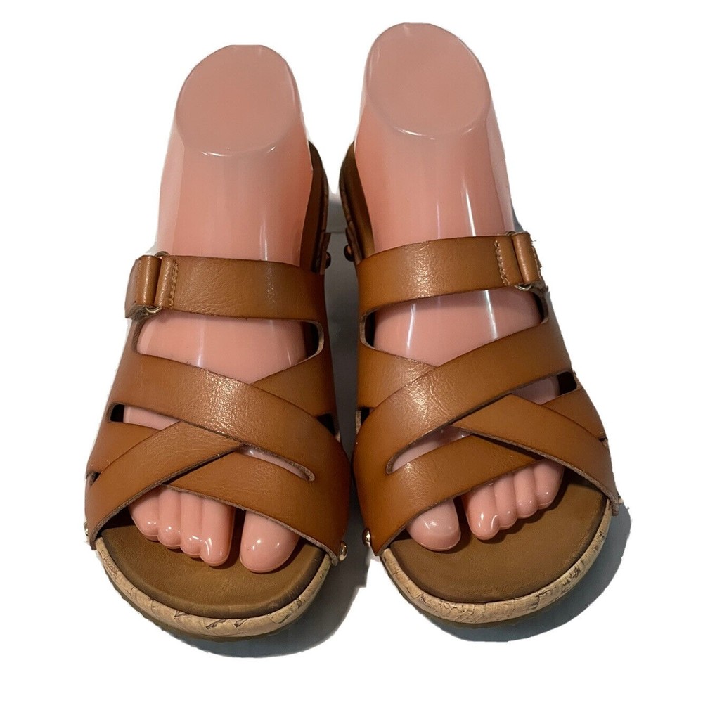 Skechers Luxe Foam Sz 9 M/39 EU Brown Cork Wedge￼ Strappy Sandals Slides C - Picture 2 of 9